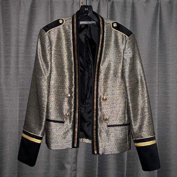 Gold and black sequin embellished military jacket - Picture 1 of 4